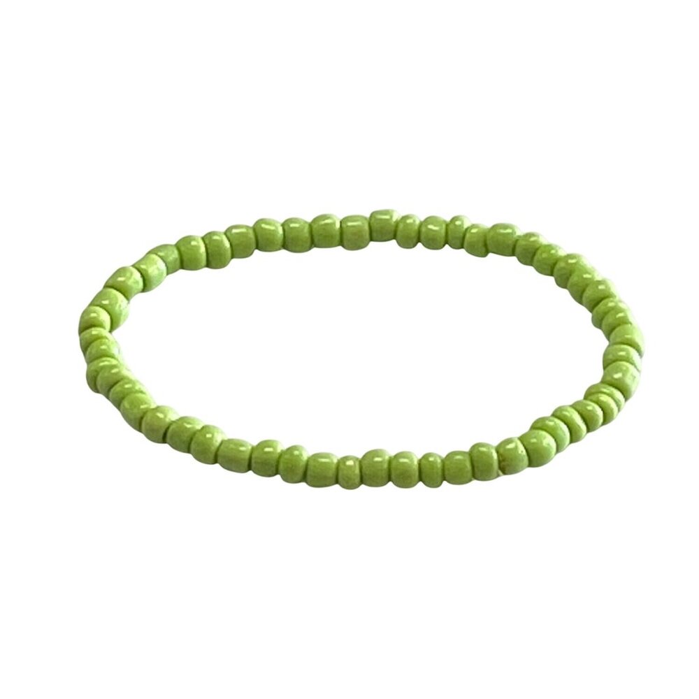 Handmade Lime Green Beaded Stretch Bracelet.
